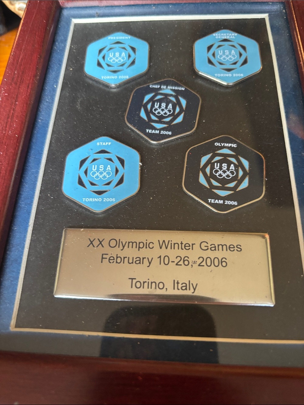 Aminco Torino 2006 Olympic Pin Display in Blue and Black